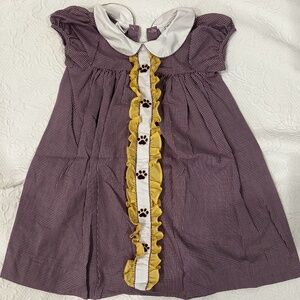 LSU Purple Dress with Embrodered Tiger Paw Print Accents, Size 6